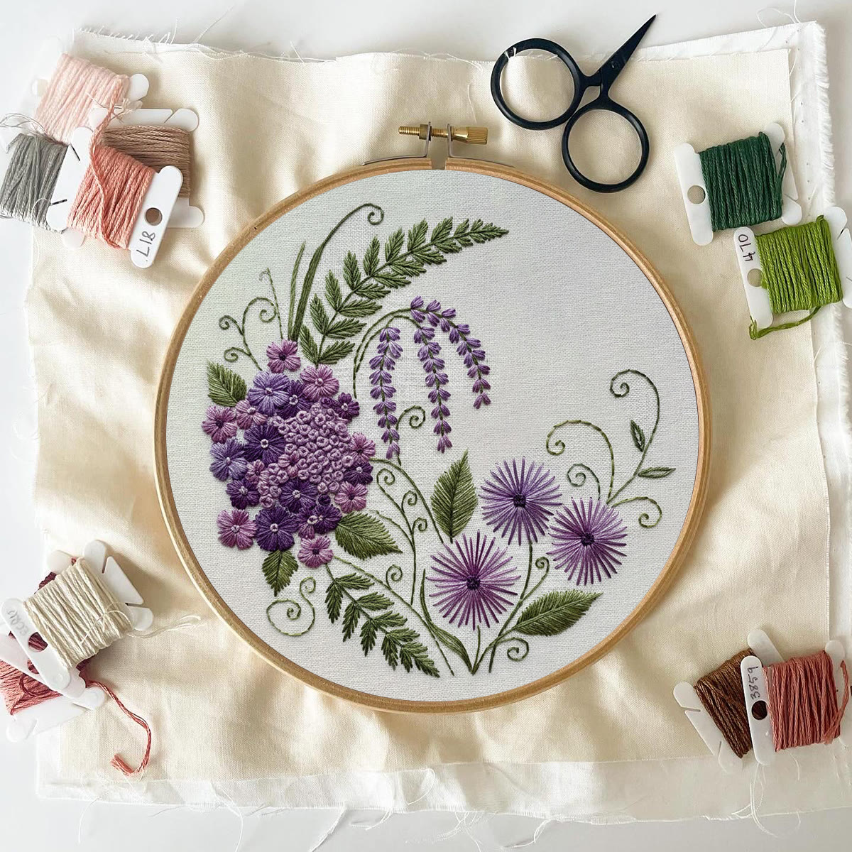 Rubbyoo Embroidery Kit - Purple Flower | Beginner Friendly Hoop Art | Gift For Her - image 5