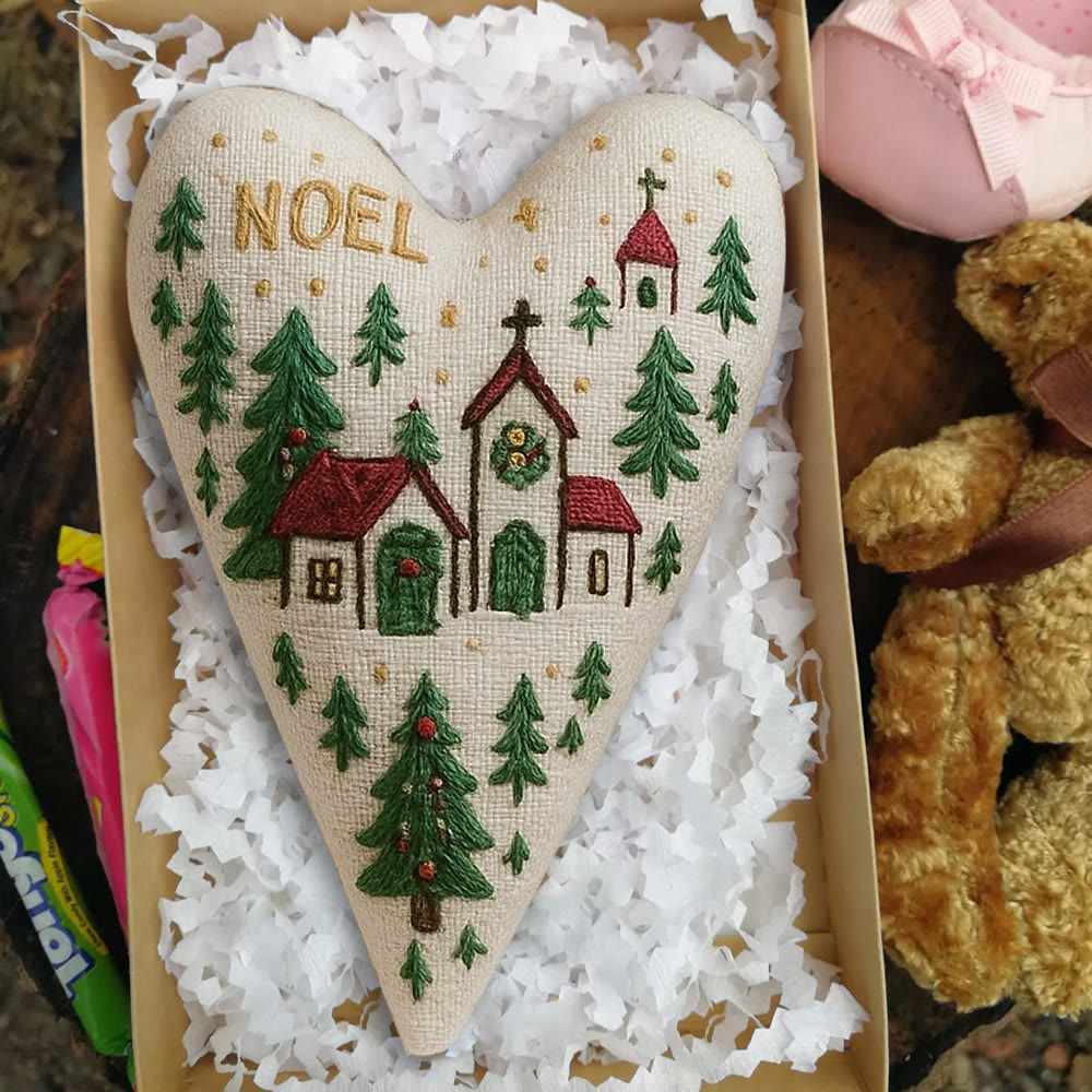 Rubbyoo Heart Embroidery Kit - Church | Christmas Decoration | Handmade Needle Artwork - image 8