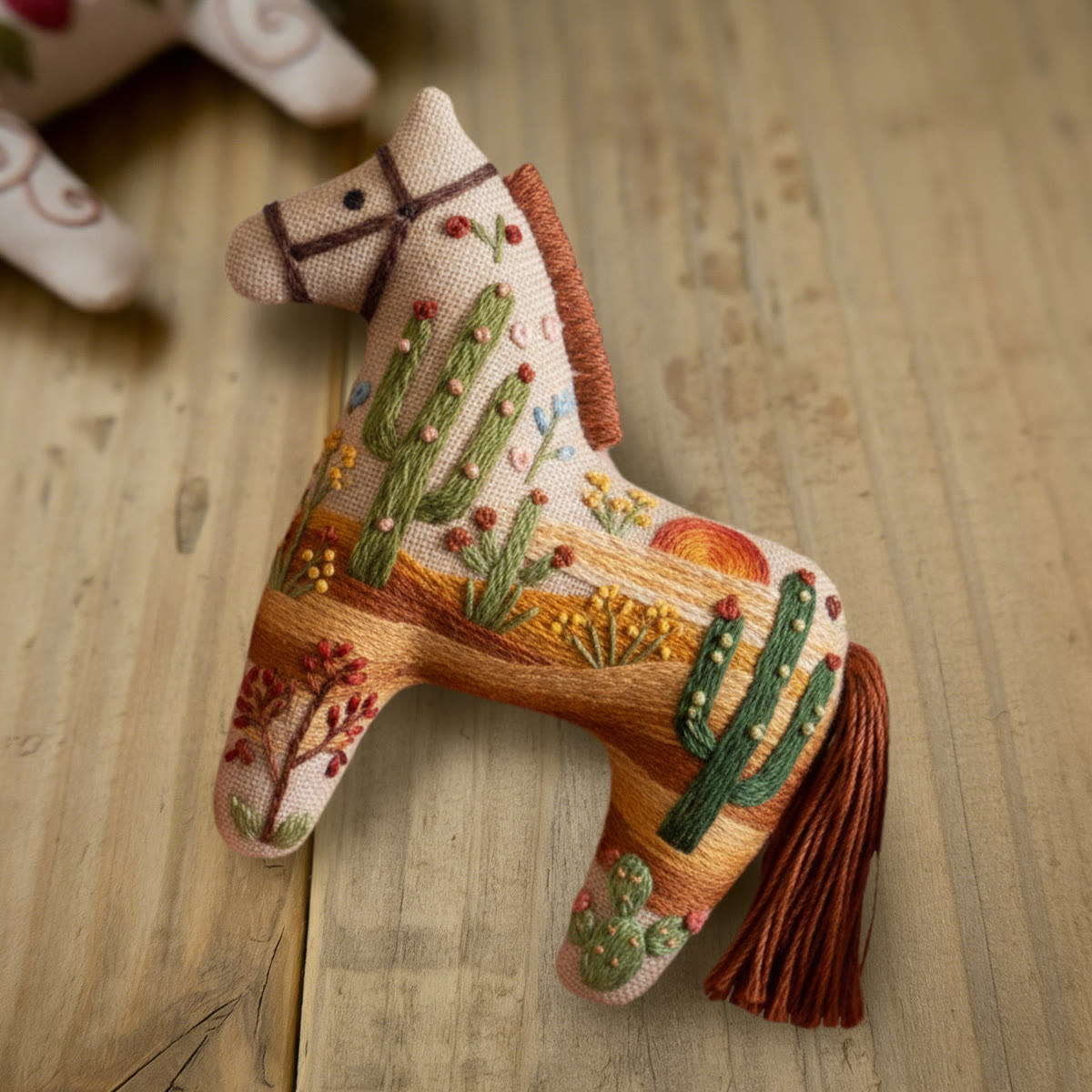 Rubbyoo Dala Horse Embroidery Kit - Desert Cactus Scene | Western-style Craft | Natural Scene Keepsake - image 7