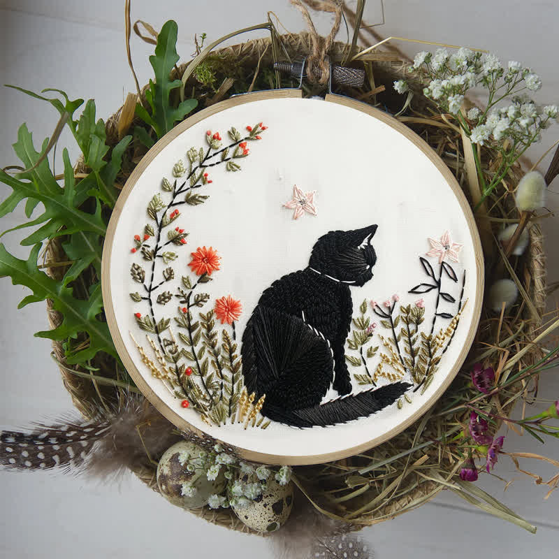 Rubbyoo Embroidery Kit - Floral Black Cat  - image 9