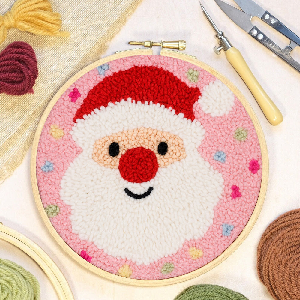 Adorable Santa Claus Punch Needle Kit - Christmas Celebration Gift | Perfect Diy Handicraft For Kid  - image 7
