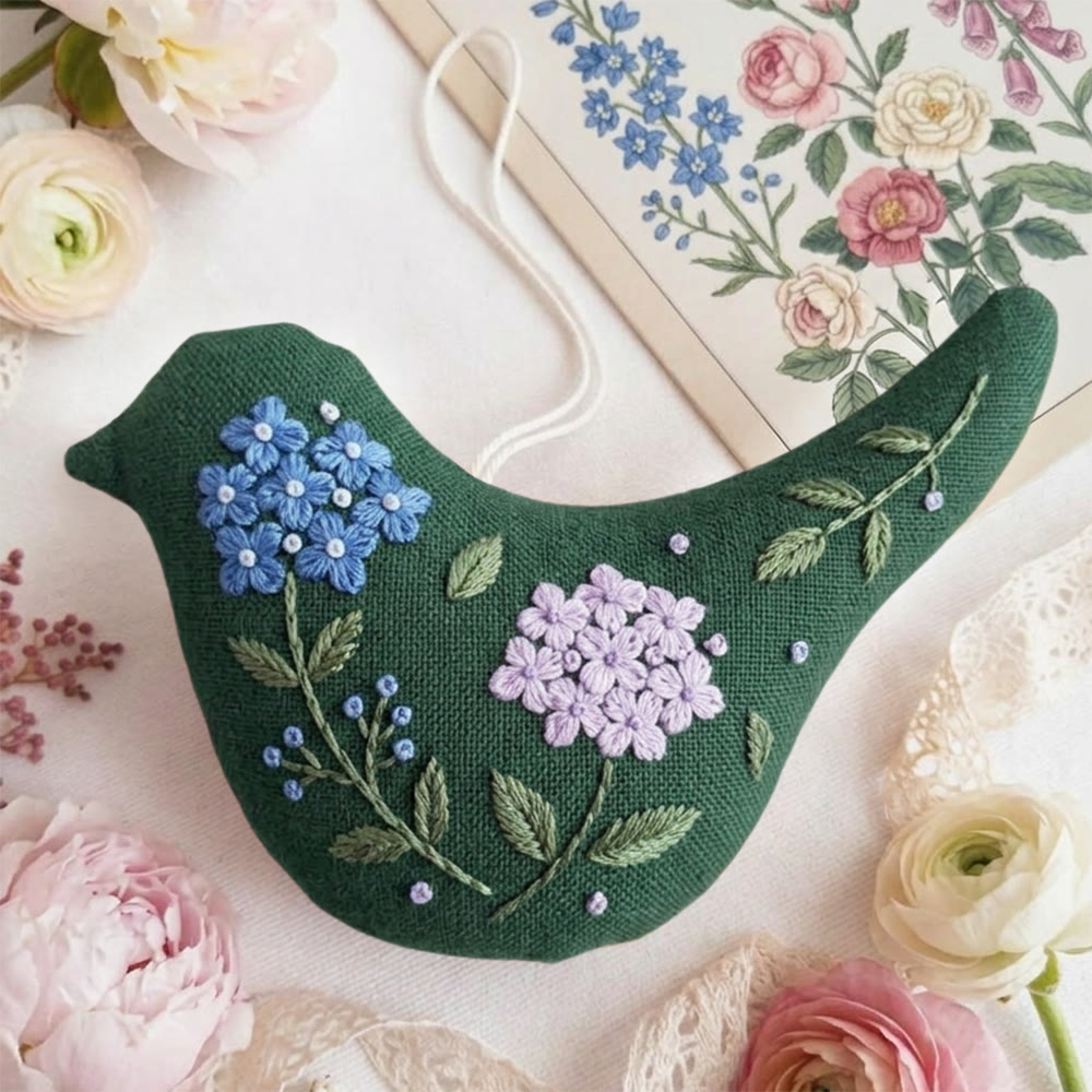 Rubbyoo Bird-shaped Embroidery Kit - Spring Flowers Pattern | Unique Gift For Mom | Bird Hanging Decor - image 3