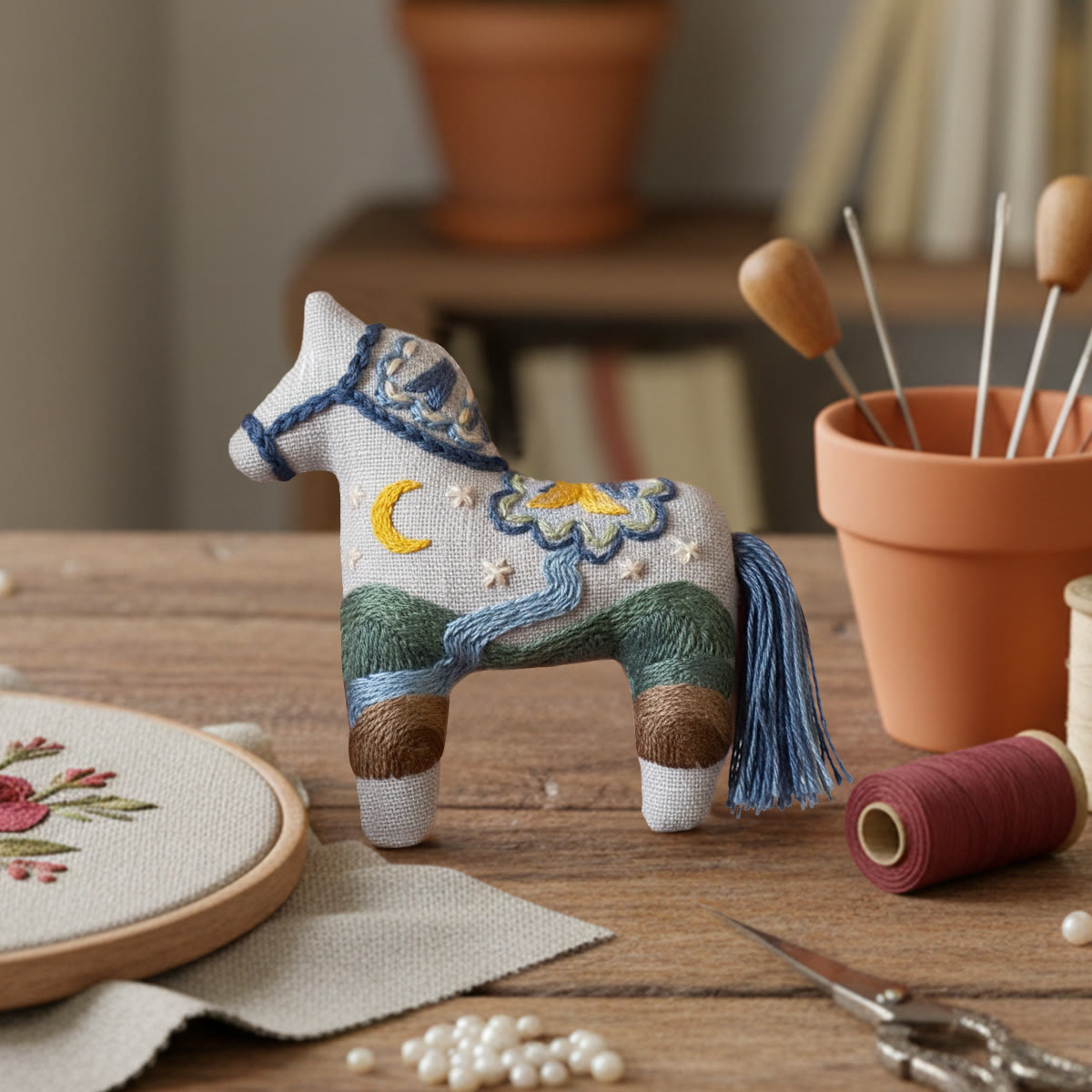 Rubbyoo Horse Embroidery Kit - Shining Night | Creative Landscape Craft | Diy Car Pendant - image 5