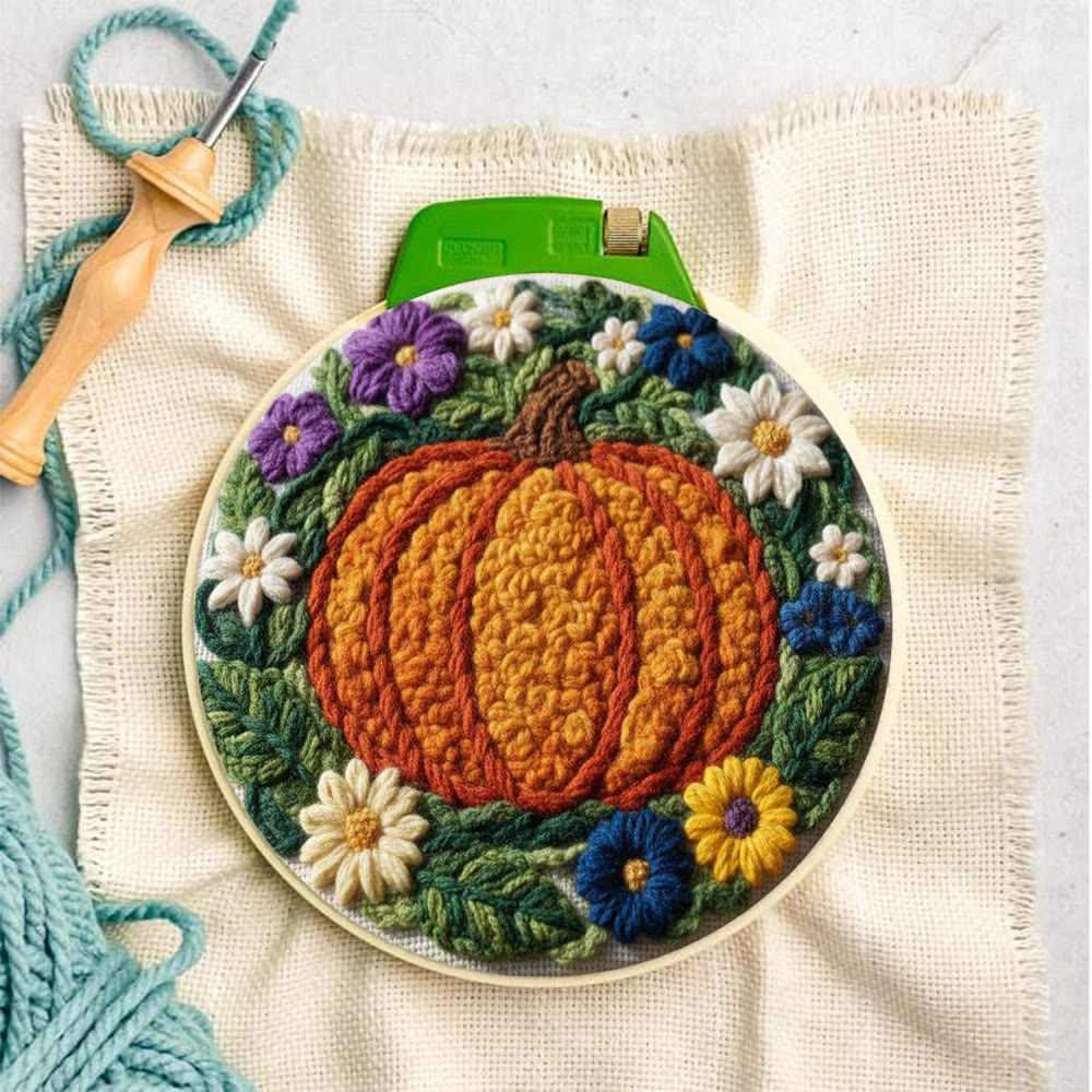 Vibrant Autumn Pumpkin Floral Punch Needle Kit – Exquisite Handcraft Piece | Ultimate Gifting Choice - image 6