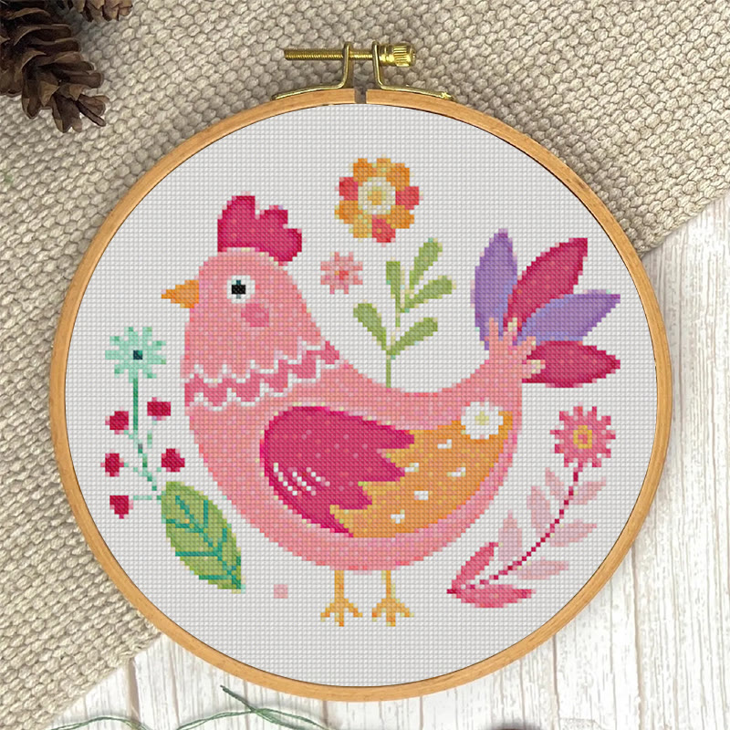  Cross Stitch Kit - Floral Hen | Cosy Sewing Artwork | Wall Hanging Craft - image 5