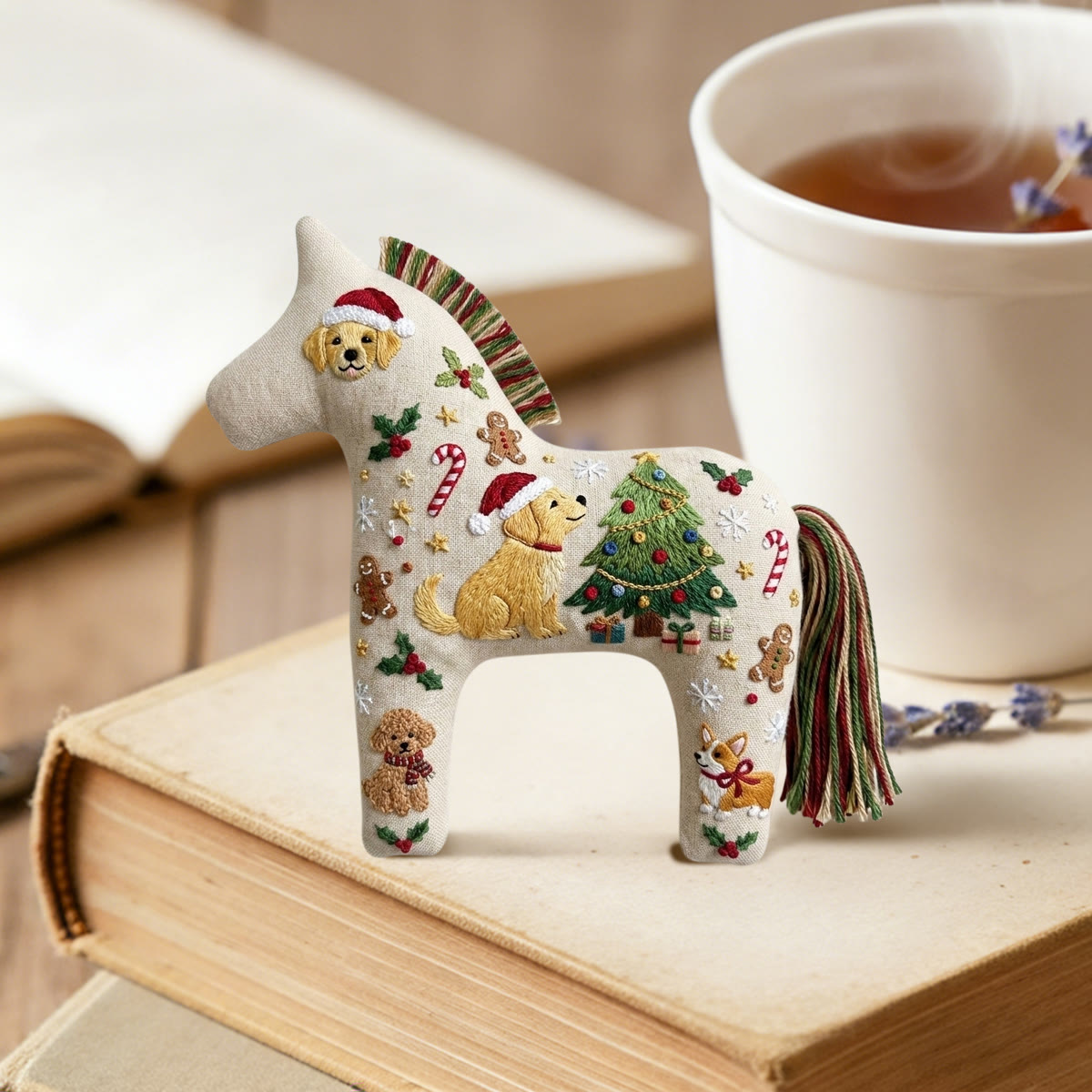 Rubbyoo Dala Horse Embroidery Kit - Christmas Playful Doggys | Adorable Festive Gift For Kids | Fantastic Nursery Room Decor - image 4