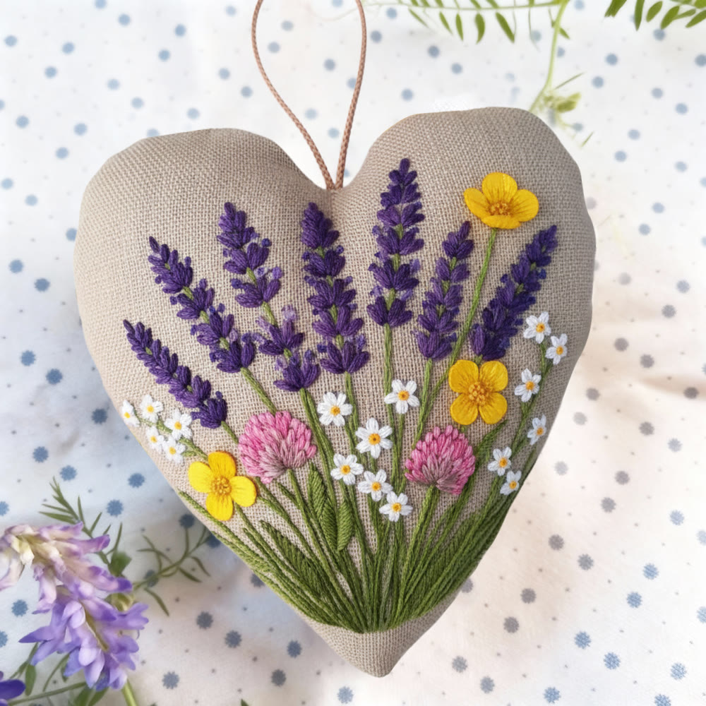 Rubbyoo Heart Embroidery Kit - Lavender Wildflower | Easy Diy Starter Kit | Warm Home Accent - image 6