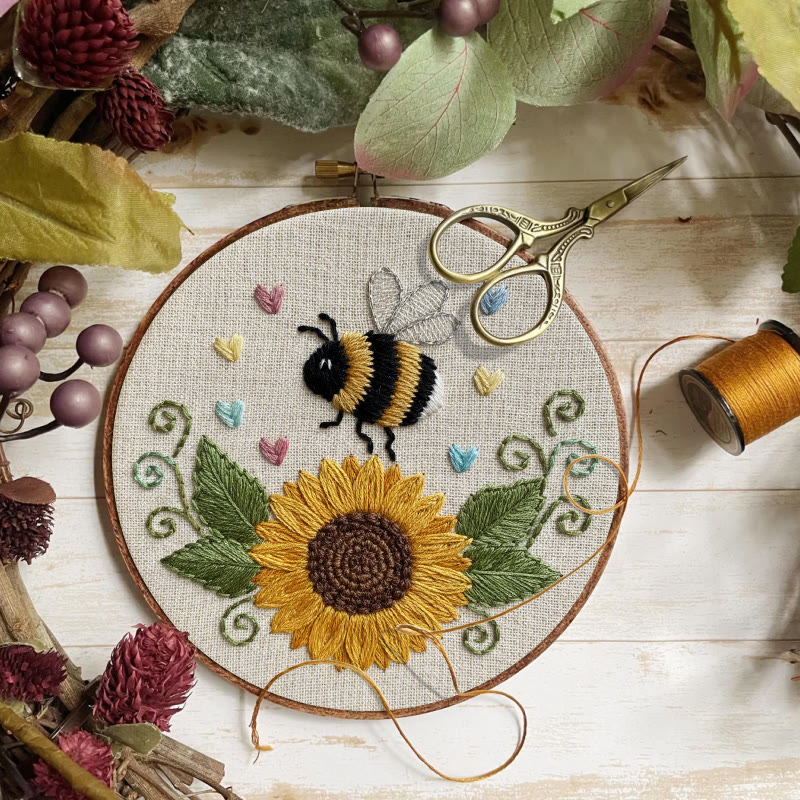 Rubbyoo Embroidery Kit - Sunflower Bee | Diy Floral Insect Art  | Perfect Handicraft For Beginner  - image 7