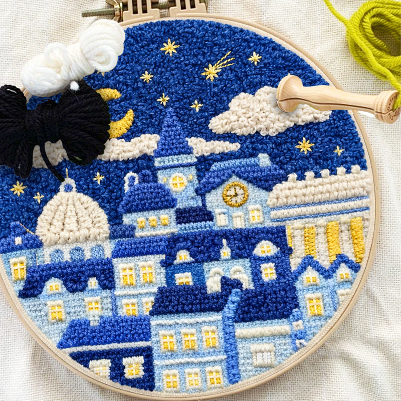 Starry Night Townscape Punch Needle Kit – Fun Handcraft Diy | Cozy Home Decor - image 12