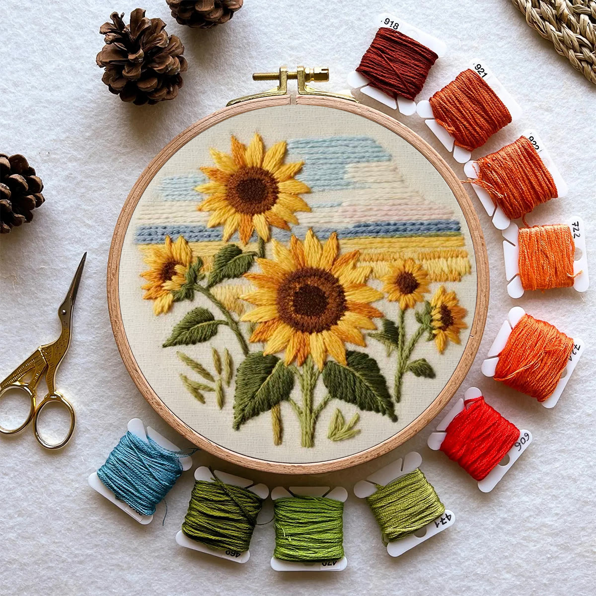 Rubbyoo Embroidery Kit - Seaside Sunflowers | Unique Desk Ornament | Perfect Birthday Gifts - image 11
