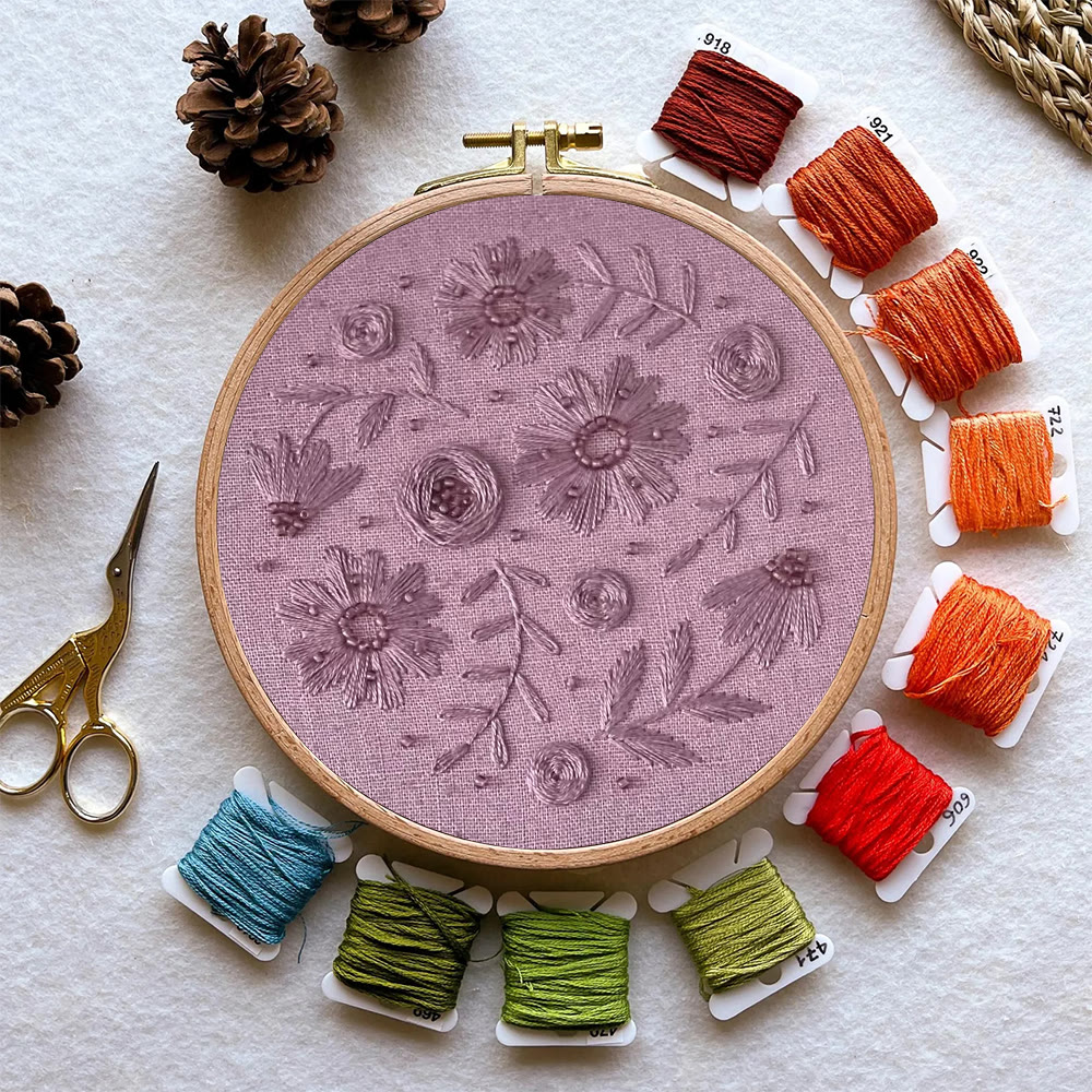 Rubbyoo Embroidery Kit - Purple Charm | Diy Floral Artwork | Easy Handmade Craft For Beginner - image 6