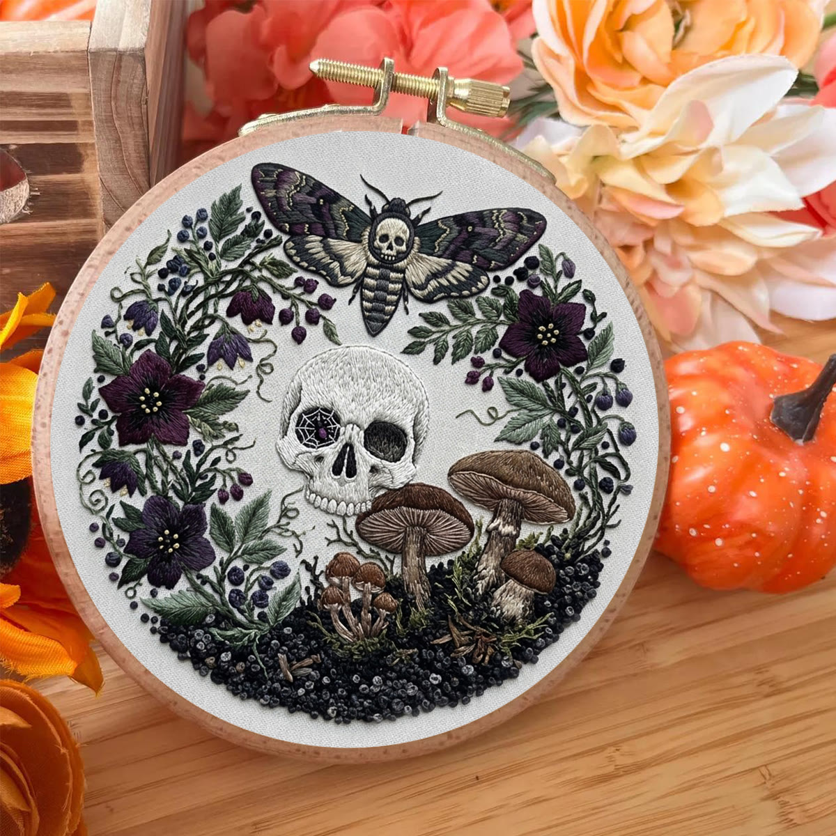 Rubbyoo Embroidery Kit - Skeleton Tomb | Bizarre Aesthetic Decor | Handmade Halloween Vibe Gift - image 6