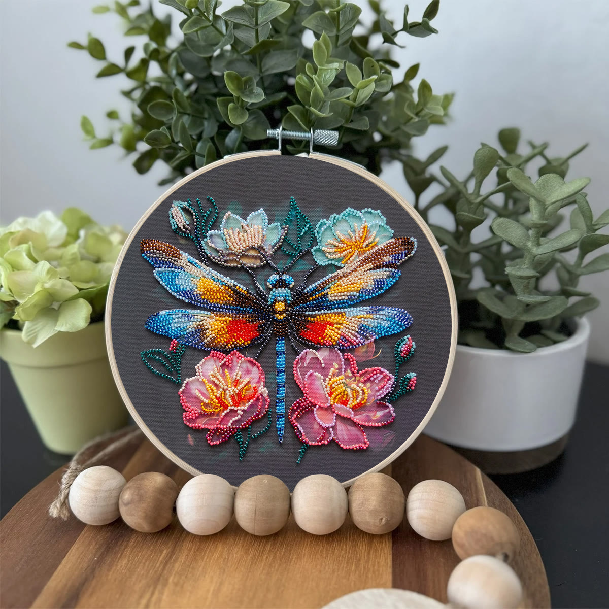 Rubbyoo Bead Embroidery Kit - Floral Dragonfly | Colourful Insect Handicraft | Diy Home Decoration - image 5