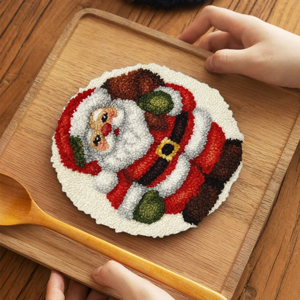 Santa Claus Punch Needle Kit - DIY Christmas Craft | Versatile Handmade Cup Mat - 5 inch Coaster Kit - image 11