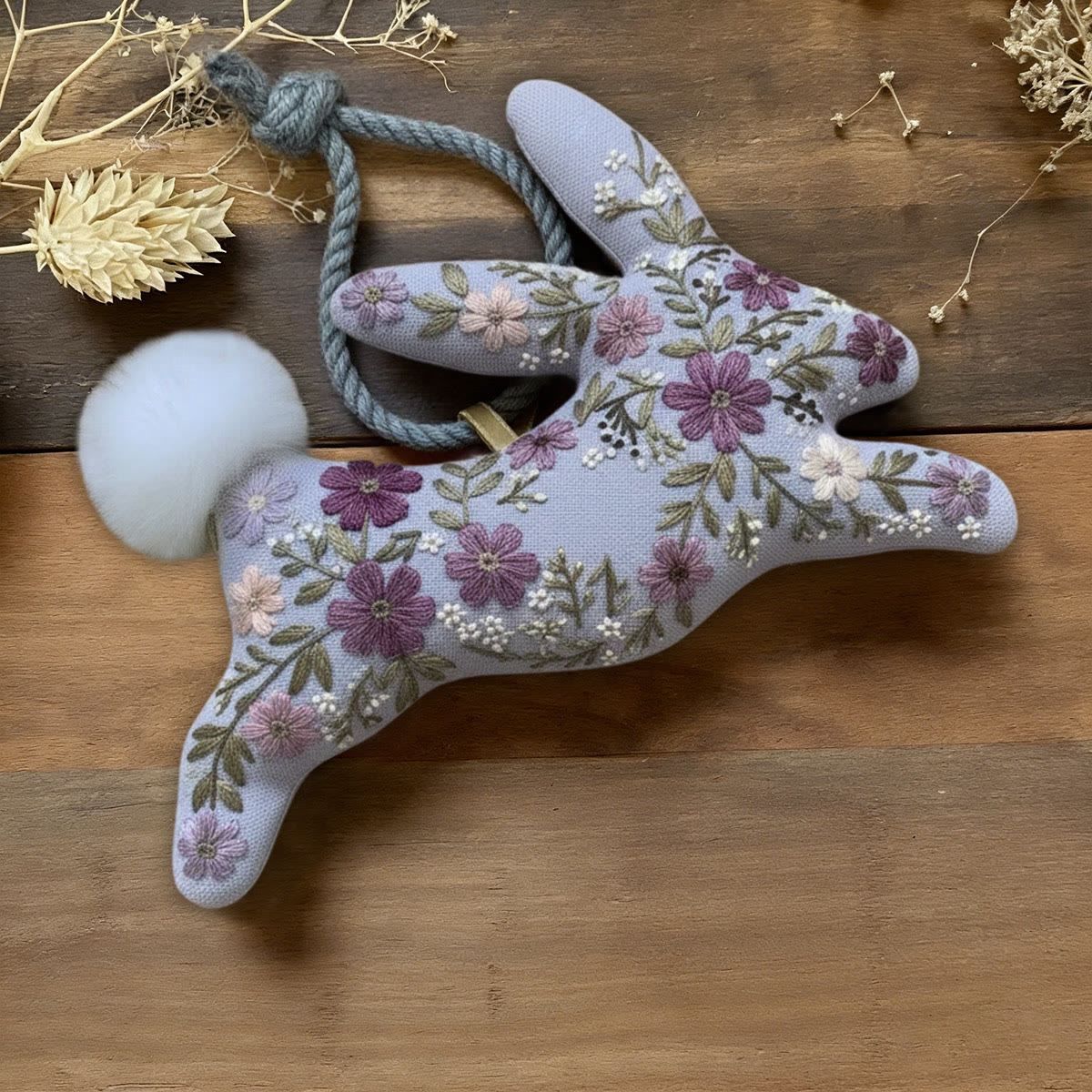 Rubbyoo Rabbit Embroidery Kit - Floral Bunny | Nice Easter Gift | Creative Handmade Craft - 6 inches hoop kit - image 1