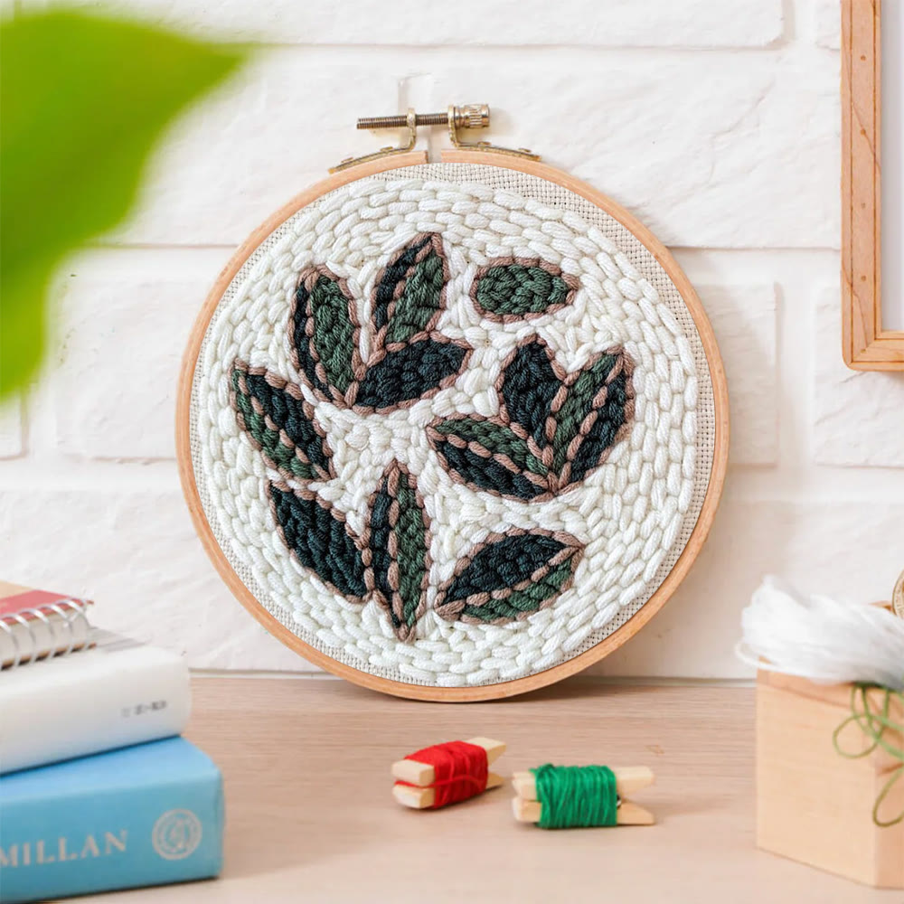 Leaf Punch Needle Kit - Diy Punch Needle Coaster | Handmade Sewing Art  | Beginner Yarn Craft  - image 3