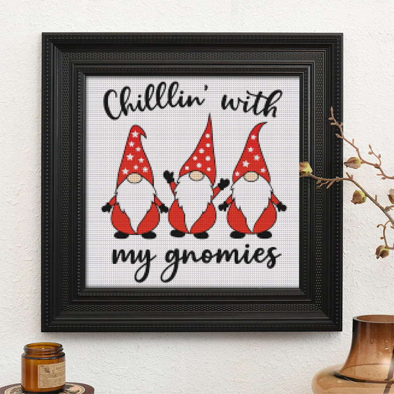  Cross Stitch Kit - Chill With Gnomies | Holiday Handmade Craft | Diy Christmas Gifts - image 10