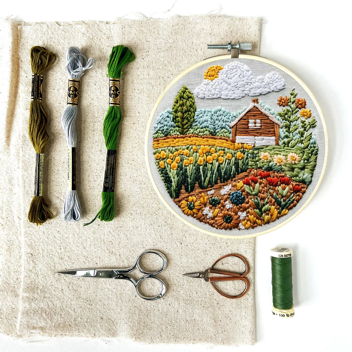 Rubbyoo Embroidery Kit - Pastoral Scenery | Diy Landscape Craft | Easy Art Hoop Kit  - image 8