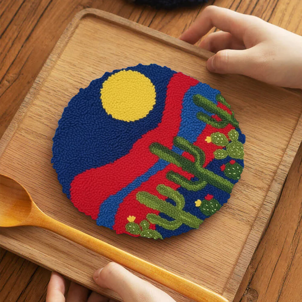 Desert Cactus Punch Needle Kit - Beginner Diy Project |  Unique Festival Gift  - 5 inch Coaster Kit - image 11