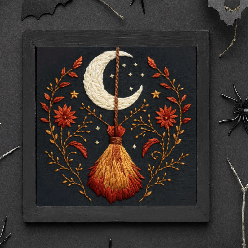 Rubbyoo Embroidery Kit - Halloween Witch Broom | Diy Handmade Gifts | Halloween Wall Decor - image 9