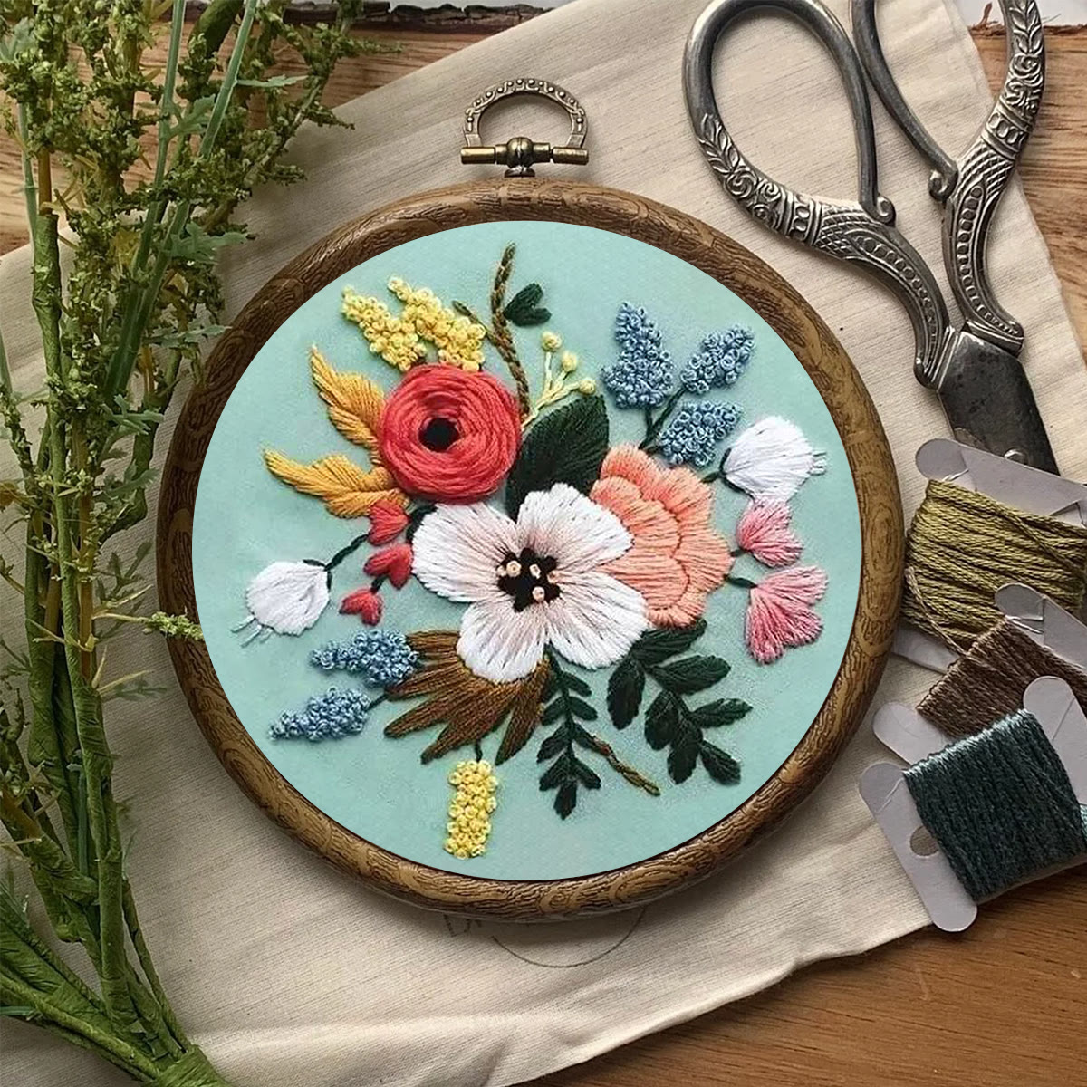 Rubbyoo Embroidery Kit- Modern Flower Design | Diy Craft Kits,Hand Stitch,For Craft Lover - image 8