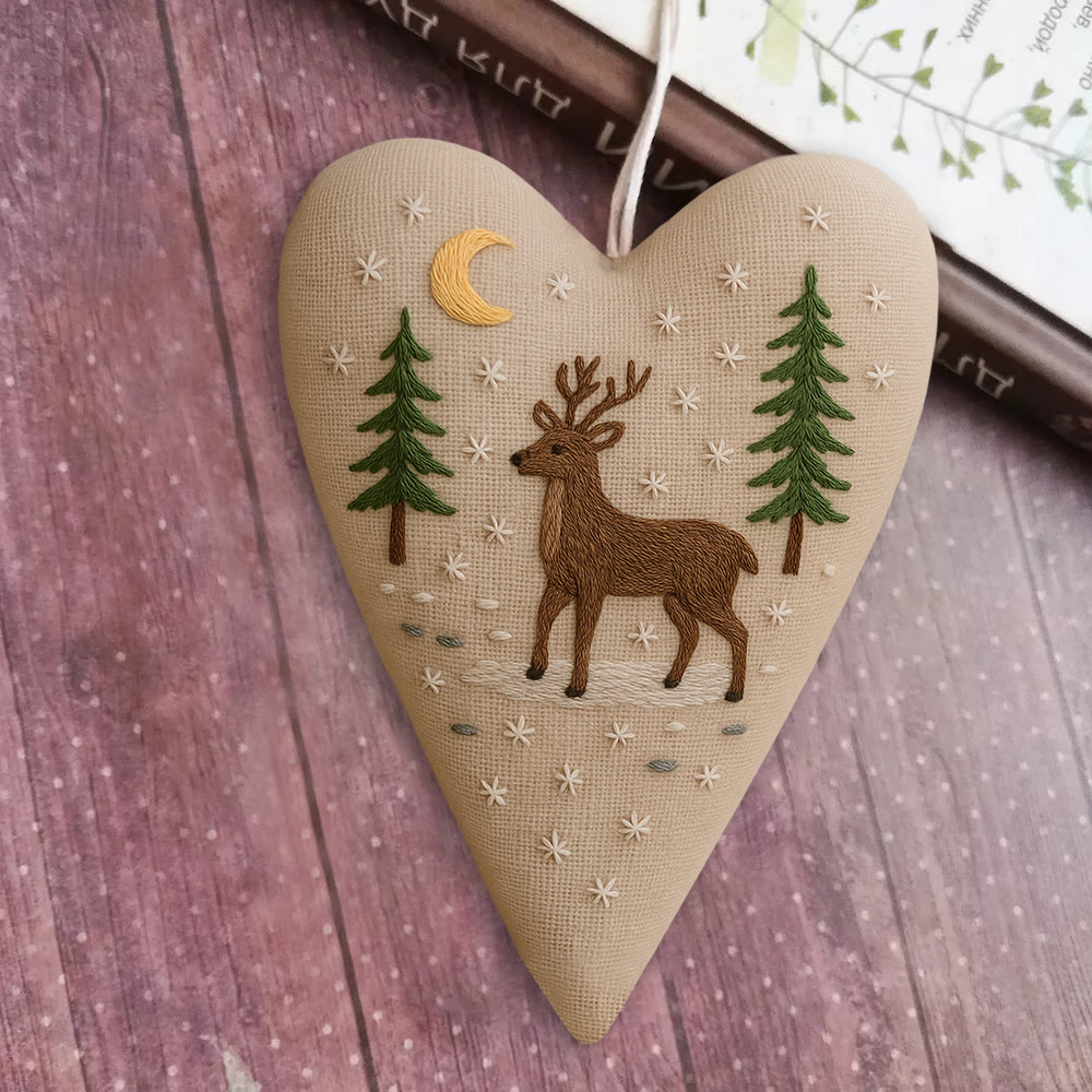 Rubbyoo Heart Embroidery Kit - Moonlit Deer | Winter Home Decor | Gift For Outdoor Enthusiasts - image 6