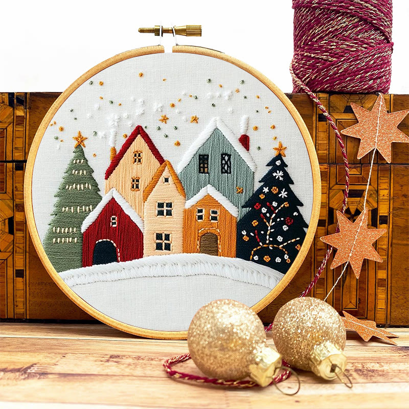 Rubbyoo Embroidery Kit - Village Snowscape | Festive Christmas Gift | Hand Embroidery Stitch Art - image 10
