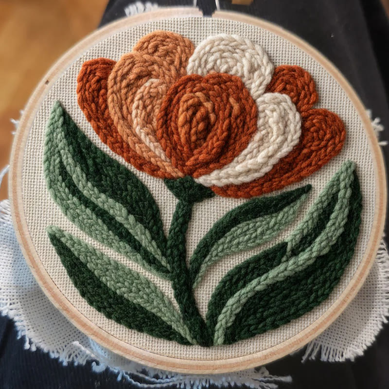 Terracotta Peony Bloom Punch Needle Kit - Accessible Craft | Elegant Home Statement - image 5