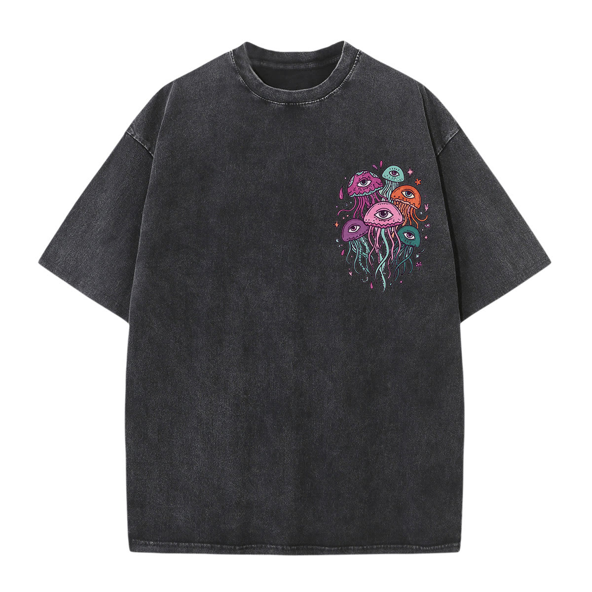 Rubbyoo Spooky Jellyfish Double Sided Unisex Washed T-shirt Jellyfish Lover Gift - image 14