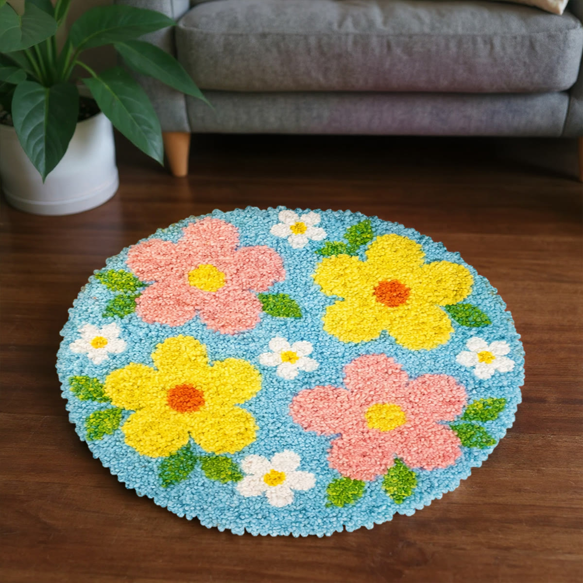 Rubbyoo Latch Hook Rug Kit - Colourful Flower | Soft Bathroom Rug | Nice Home Decoration  - image 5