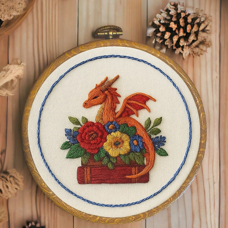 Rubbyoo Embroidery Kit - Charming Dragon |  Fantasy Floral Craft |  Beginner Friendly Needlepoint  - image 4