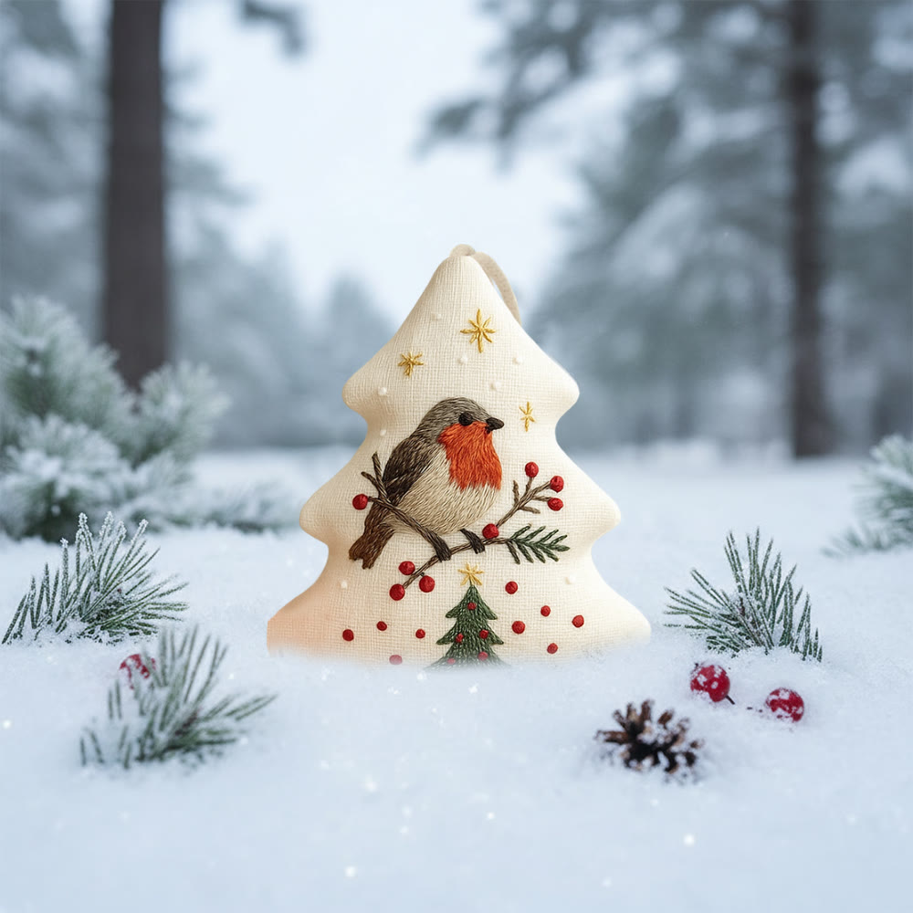 Rubbyoo Tree-shaped Embroidery Kit - Robin Bird | Winter Craft Project | Festive Christmas Ornament - image 4