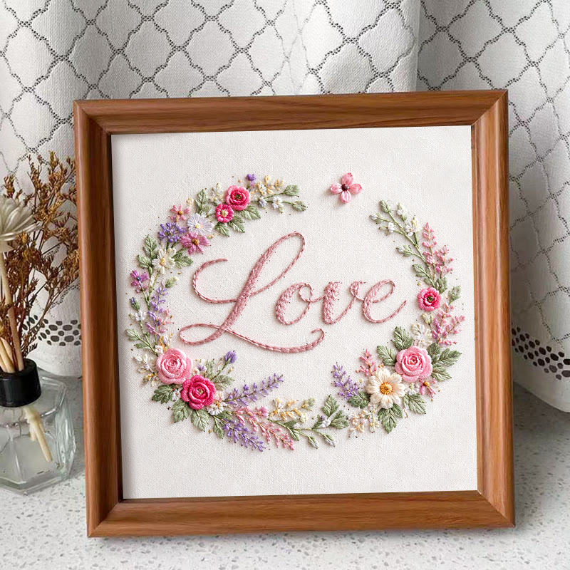 Rubbyoo Embroidery Kit - Floral Love | Diy Needle Hoop Art | Perfect Wedding Handmade Craft - Embroidery Kit Plus An Extra Frame - image 9