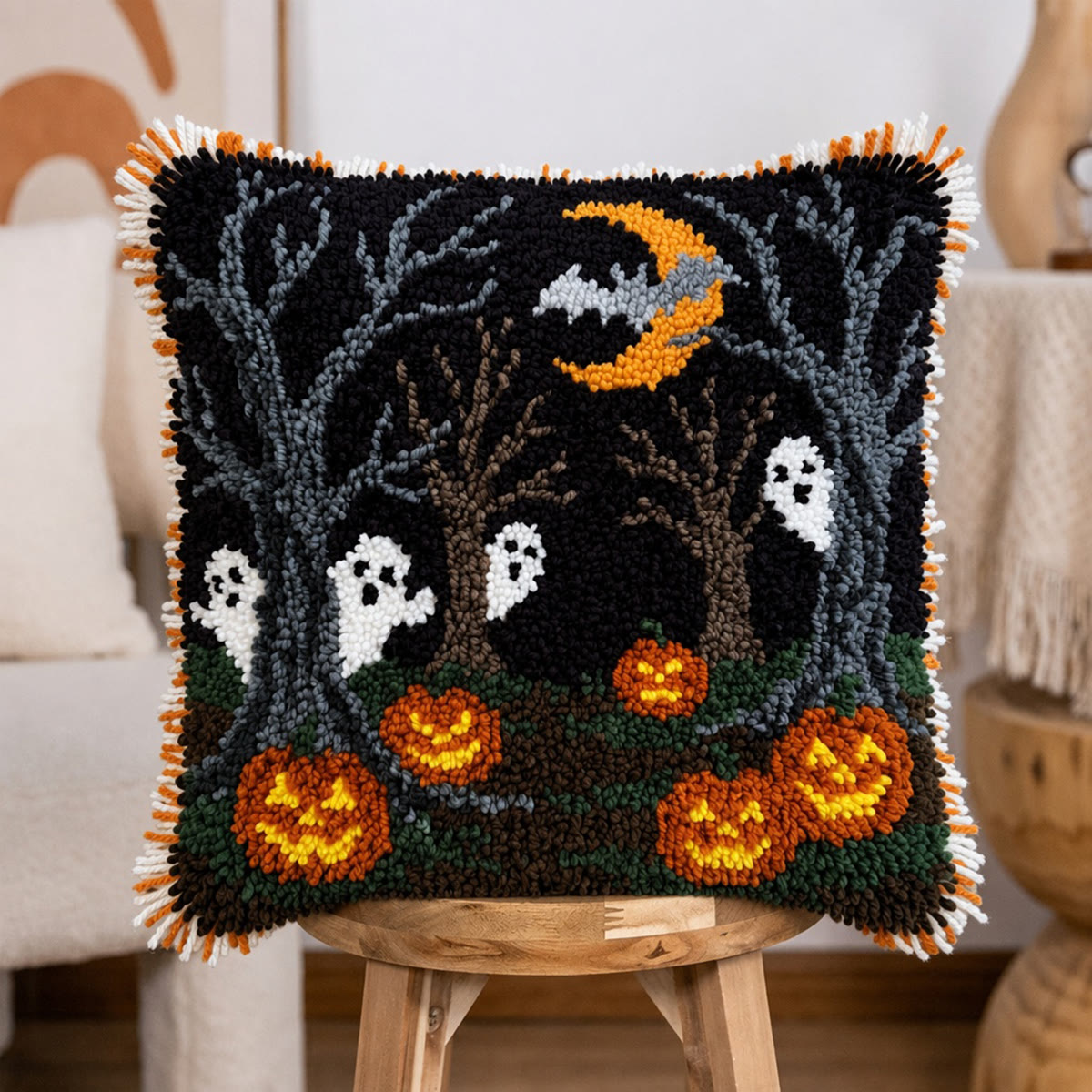 Rubbyoo Latch Hook Pillow Kit - Mysterious Forest | Spooky Season Decor | Cozy Halloween Craft Gift  - image 6