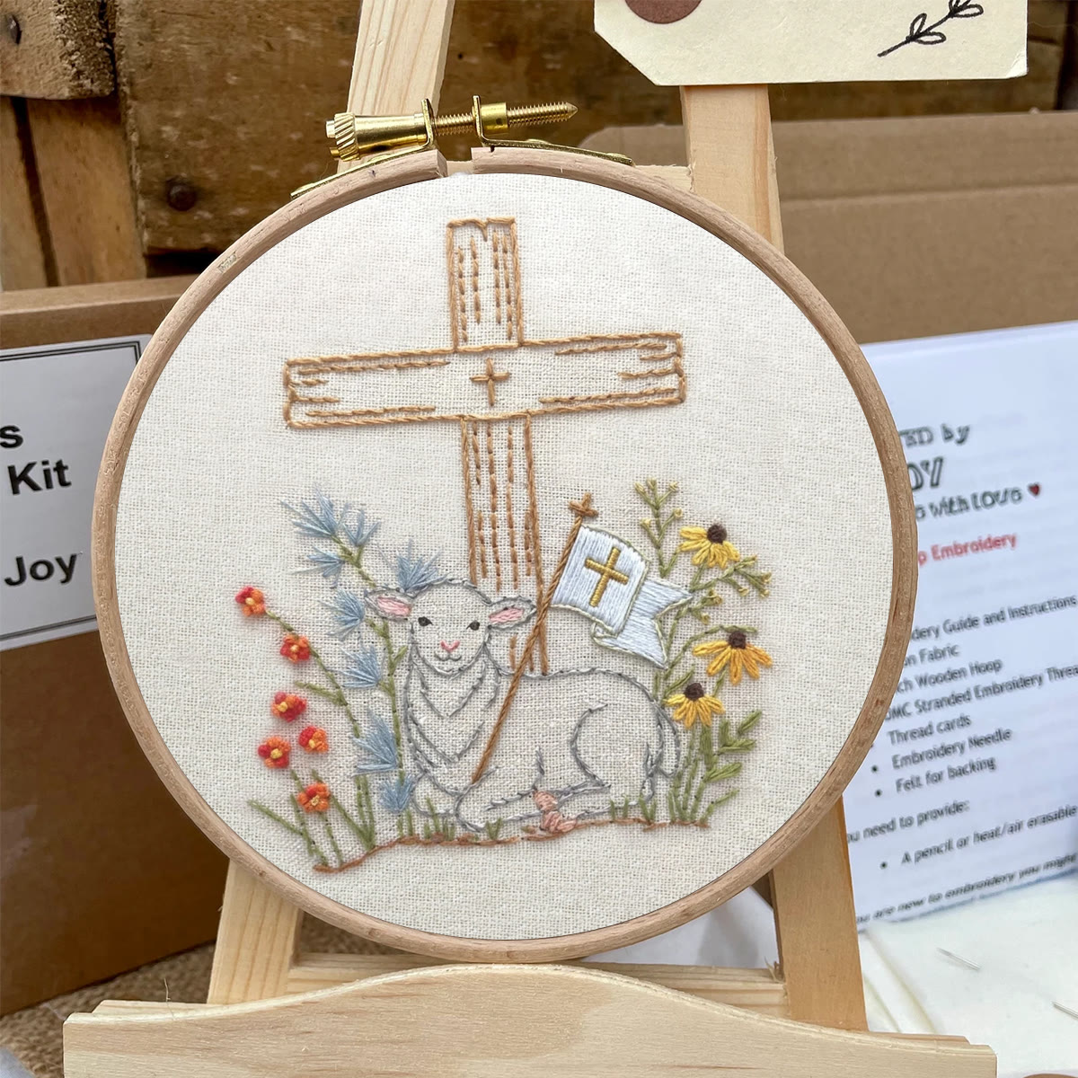 Rubbyoo Embroidery Kit - Cross And Lamb | Diy Stitching Art | Easter Handmade Craft  - image 6