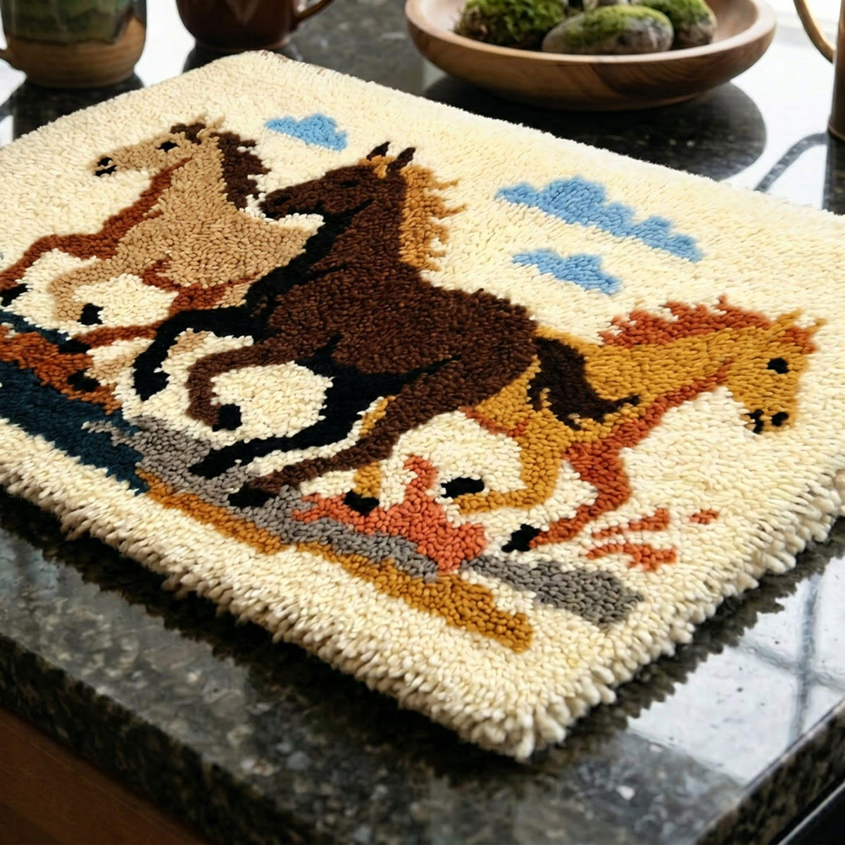 Rubbyoo Latch Hook Rug Kit - Running Horses | Handmade Housewarming Gift |  Mudroom Mat - image 5