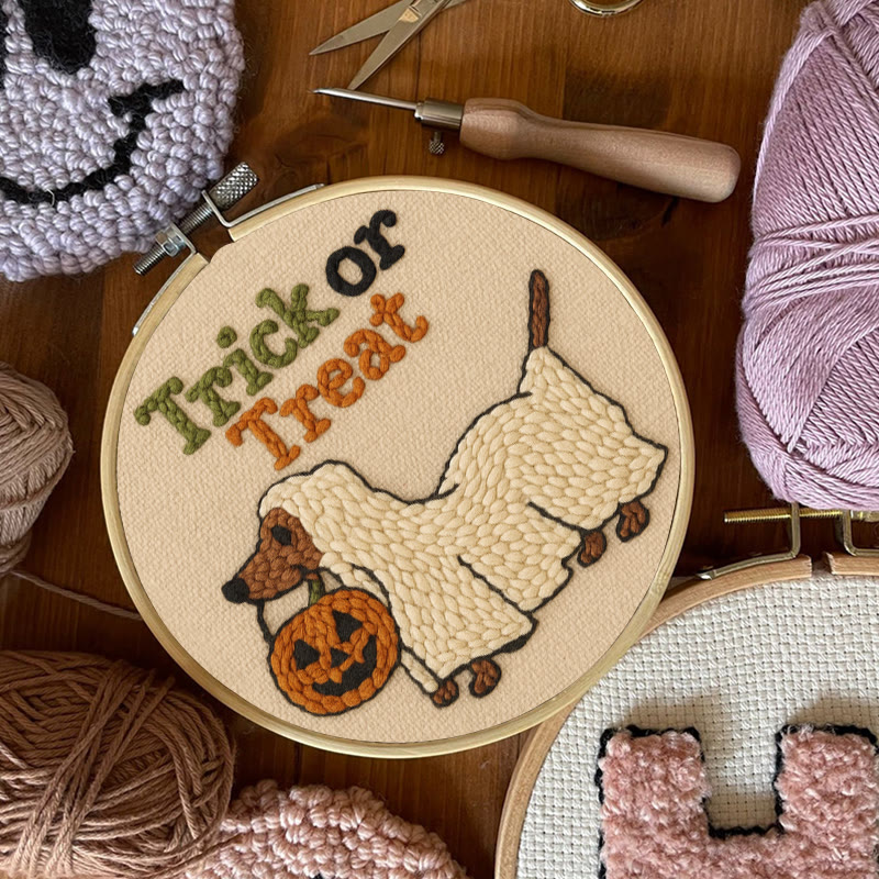 Trick Dog Punch Needle Kit - Creative Ghost Craft | Spooky Halloween Decoration - image 8