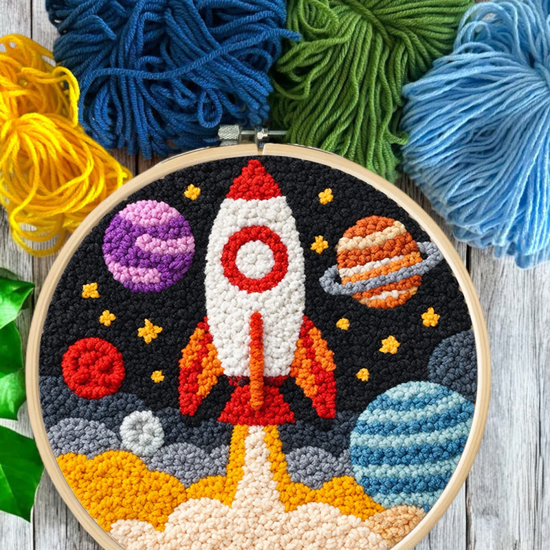 Space Rocket Adventure Punch Needle Kit - Playful Handcraft Experience | Creative Bedroom Styling Pick - image 11