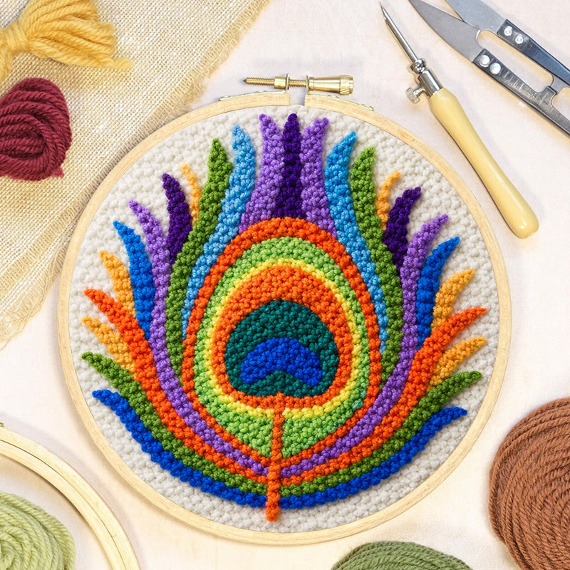 Peacock Feather Punch Needle Kit - Creative Yarn Art | Nice Hanging Ornament - image 8