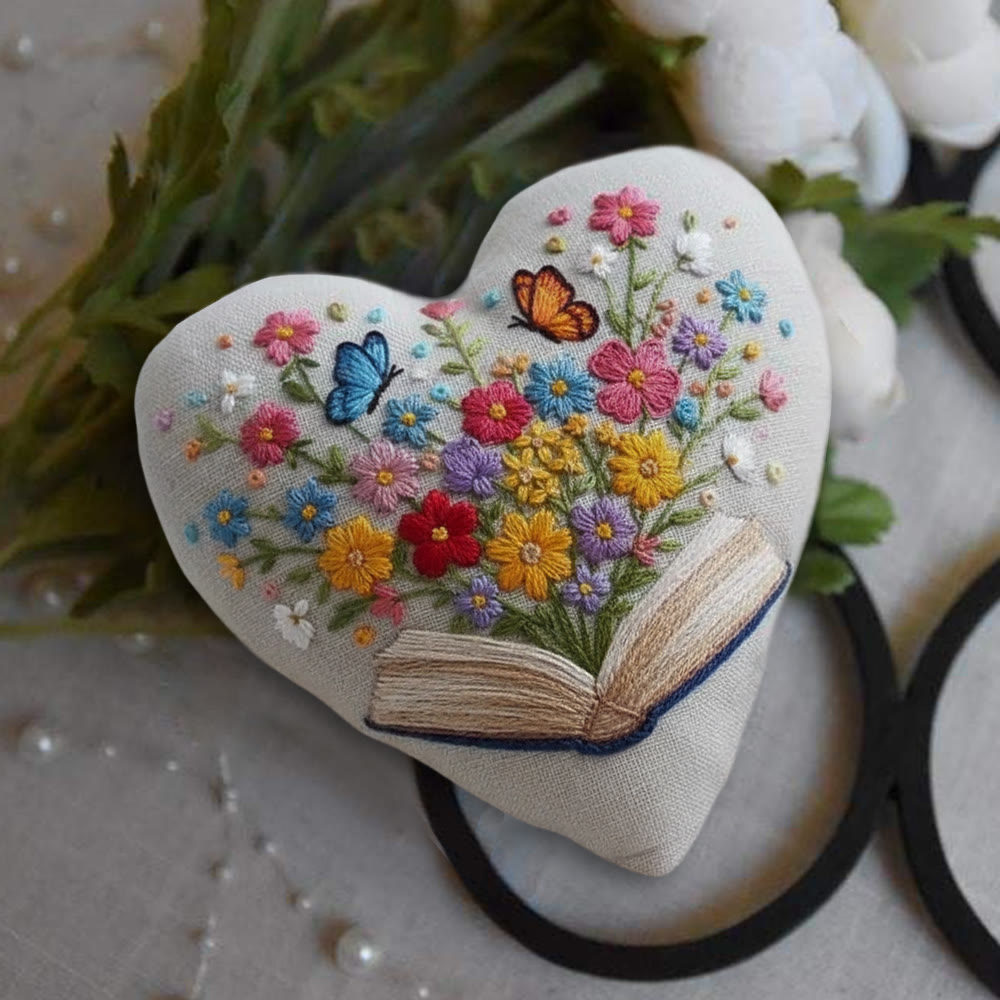 Rubbyoo Heart Embroidery Kit - Floral Book | Diy Stitch Art | Nice Gift For Book Lovers  - image 7