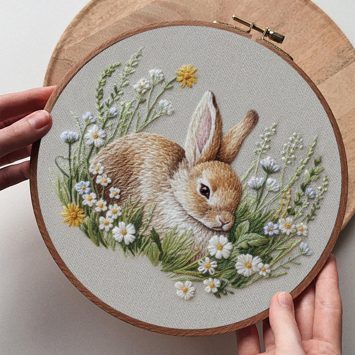 Rubbyoo Embroidery Kit - Rabbit In The Grass | Modern Beginner Craft |  Cute Hoop Art - image 6
