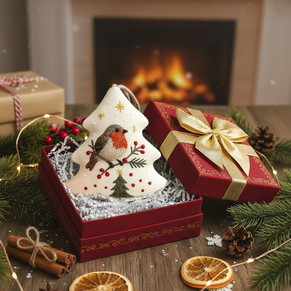 Rubbyoo Tree-shaped Embroidery Kit - Robin Bird | Winter Craft Project | Festive Christmas Ornament - image 6