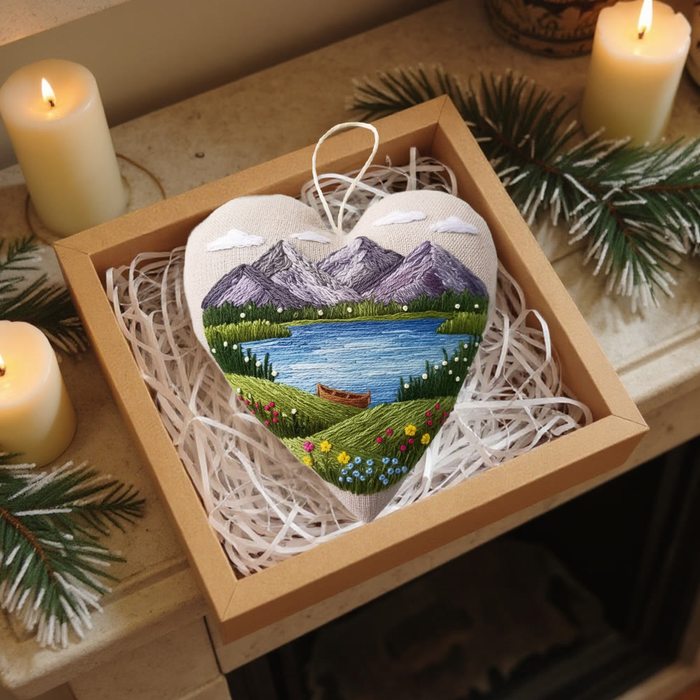 Rubbyoo Heart Embroidery Kit - Mountain And Lake | Wonderful Landscape Craft |  Diy Nature Stitch Art - image 6