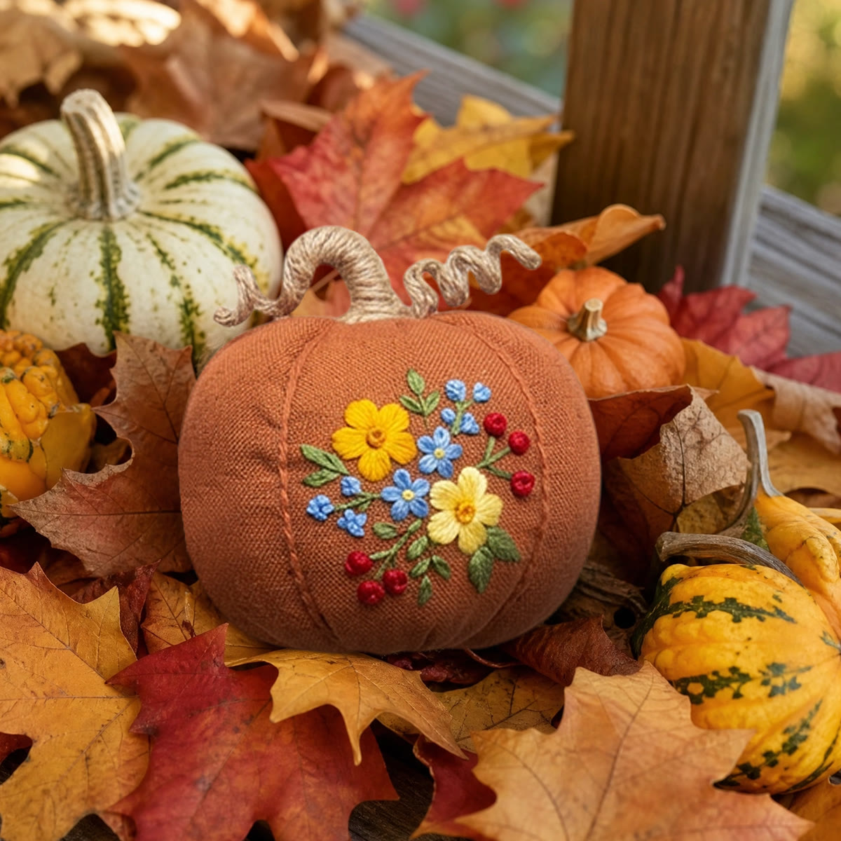 Rubbyoo Halloween Pumpkin Embroidery Kit -  Bouquet Collection | Halloween Wall Hanging Art | Various Pretty Flowers Motif - image 10