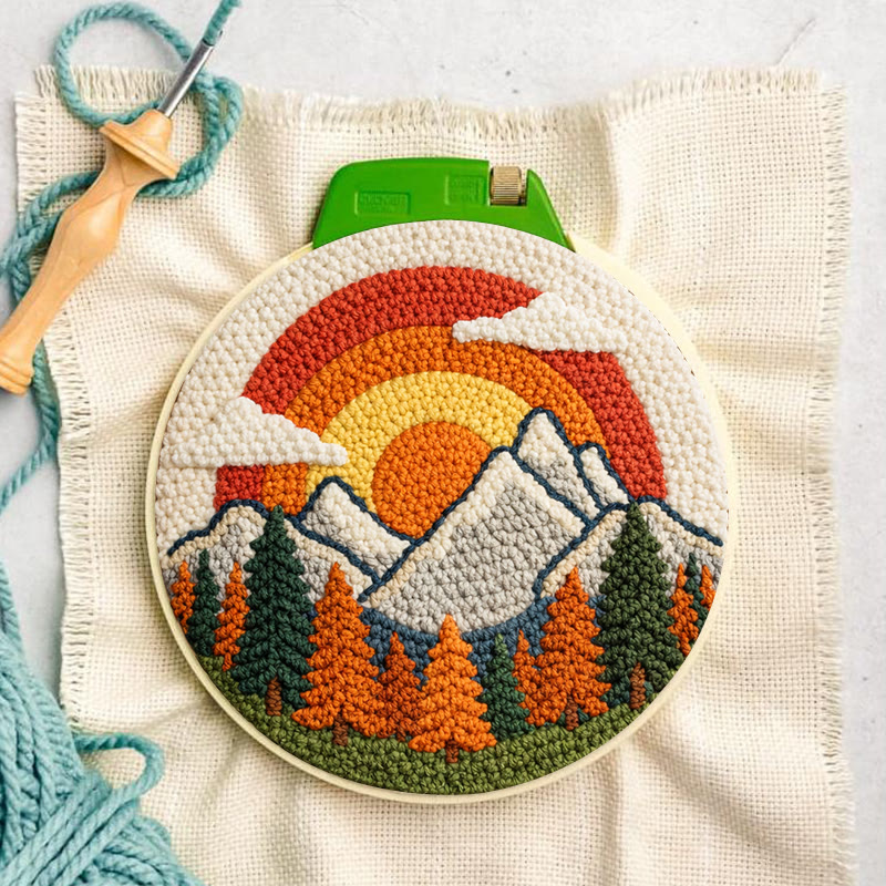 Vibrant Rainbow Mountain Sunrise Punch Needle Kit – Cheerful Handcraft Creation | Newbie-friendly Diy Project - image 6