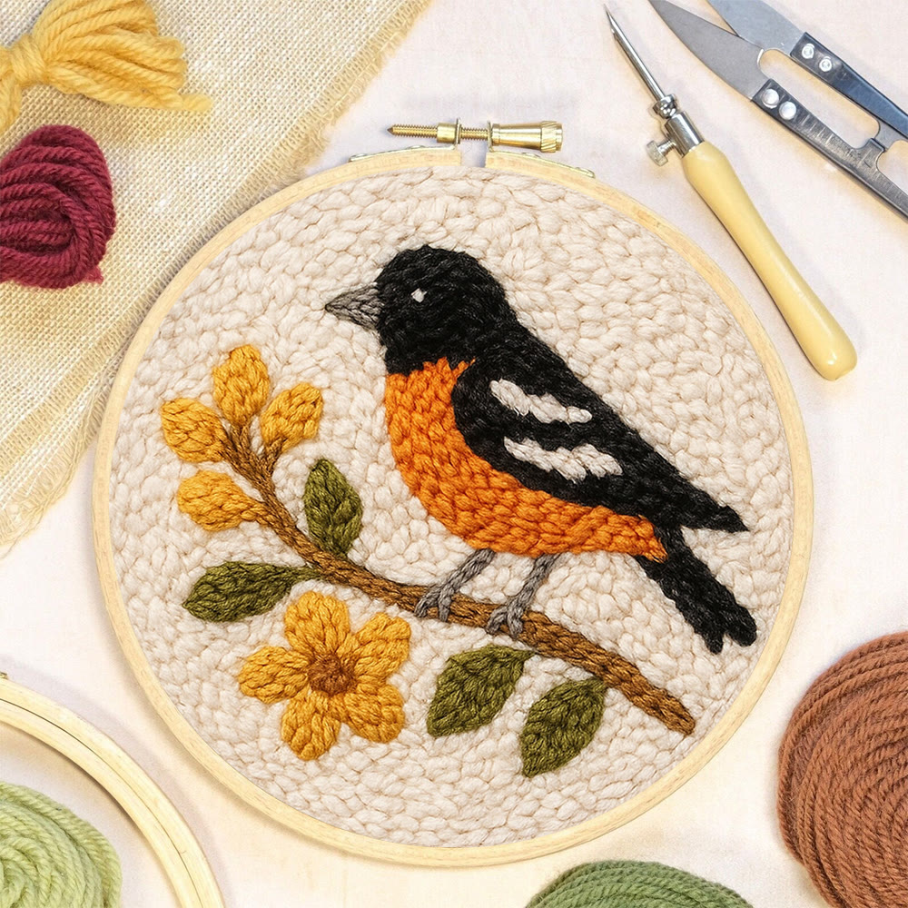 Oriole Bird Punch Needle Kit - Decorative Gift For Housewarming | Perfect Craft For Bird Lovers - image 5