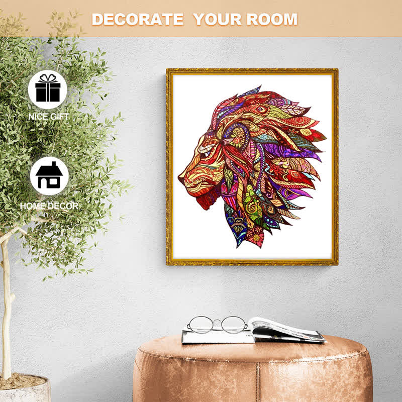 Rubbyoo Red Lion - Wooden Jigsaw Puzzle