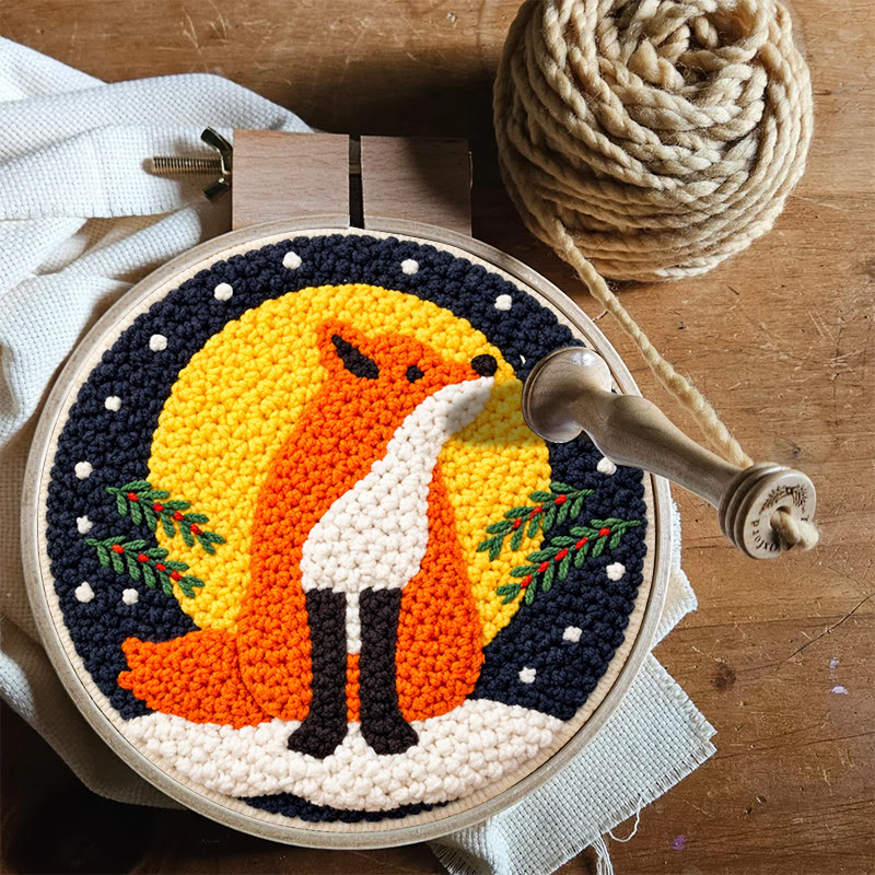 Wintry Moonlit Fox Punch Needle Kit – Top Gifting Choice | Cozy Warm Decor Pendant - image 8