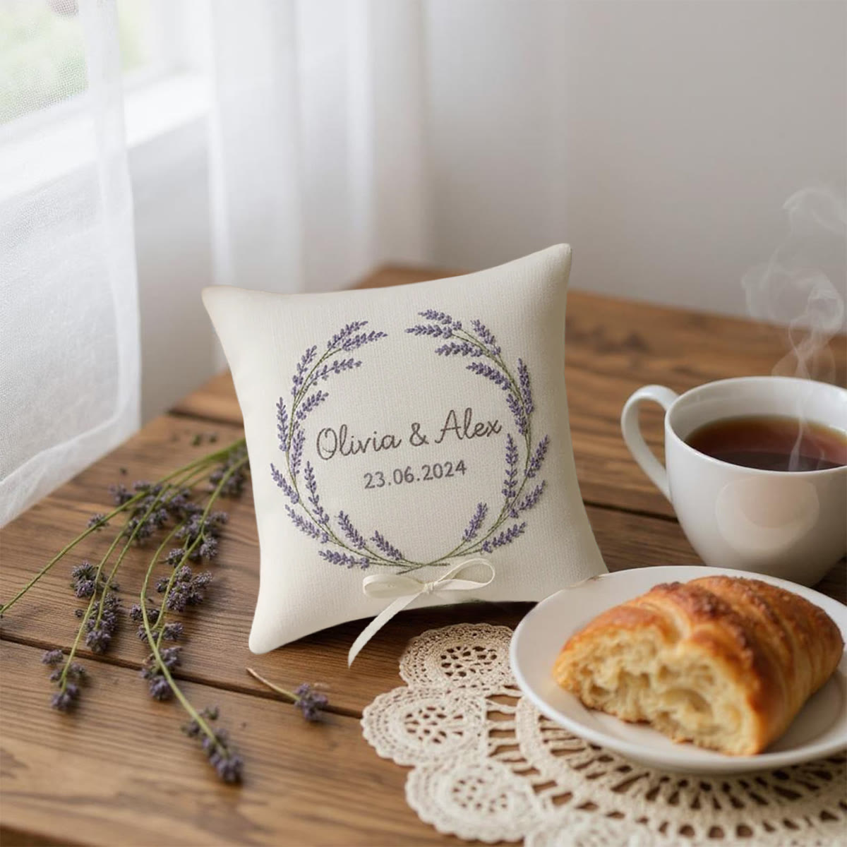 Rubbyoo Personalized Ring Bearer Pillow Embroidery Kit - Lavender Wreath Decor | Beginner-friendly Project | Top Gifting Choice - image 4