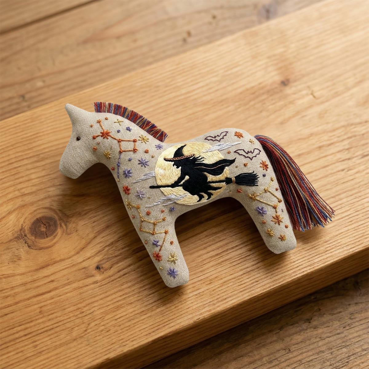 Rubbyoo Dala Horse Embroidery Kit - Flying Witch | Hand-stitched Craft | Halloween Tree Ornament - image 8